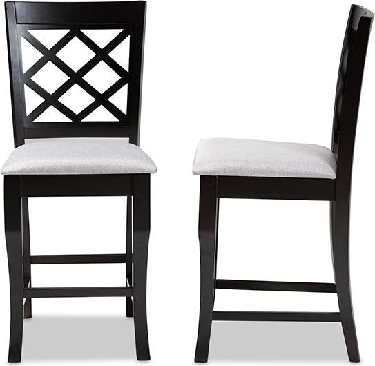 Wholesale Interiors Barstools - Alora Grey Fabric Upholstered Espresso Brown Finished 2-Piece Wood Counter Stool Set Of 4