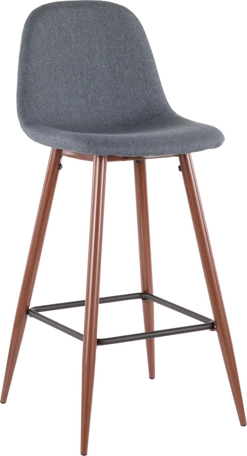 Lumisource Barstools - Pebble Barstool Walnut & Blue (Set of 2)