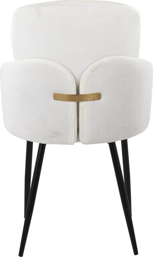 Lumisource Dining Chairs - Dahlia Contemporary Dining Chair In Black Metal & Cream Velvet With Gold Accent (Set of 2)