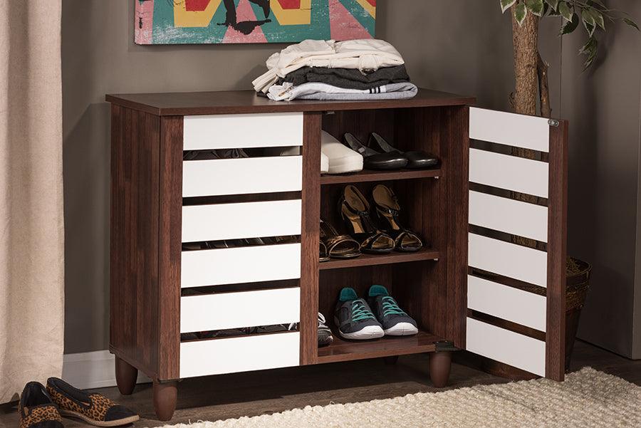 Wholesale Interiors Shoe Storage - Gisela Oak and White 2-tone Shoe Cabinet With 2 Doors