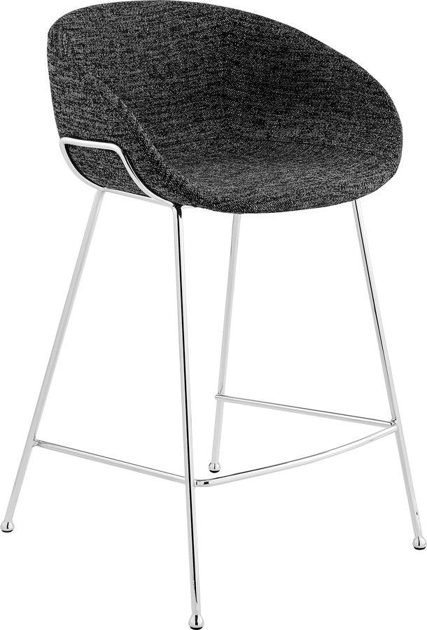 Euro Style Barstools - Zach-C Counter Stool with Black Fabric and Chromed Steel Frame and Legs - Set of 2