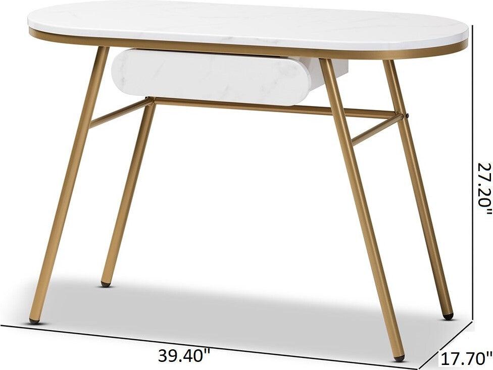 Wholesale Interiors Consoles - Mabel Console Table White & Gold