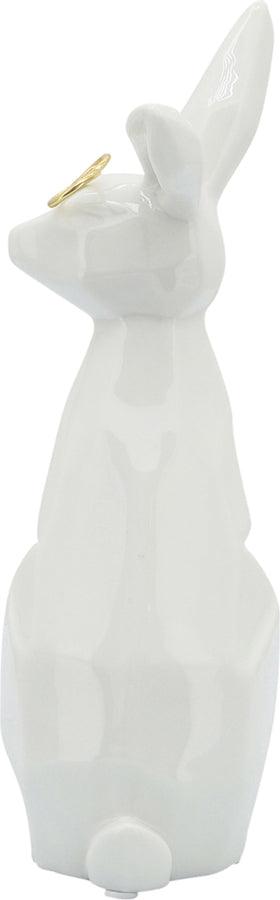 Sagebrook Home Decorative Objects - Ceramic 8"H Sideview Bunny W/ Glasses White & Gold