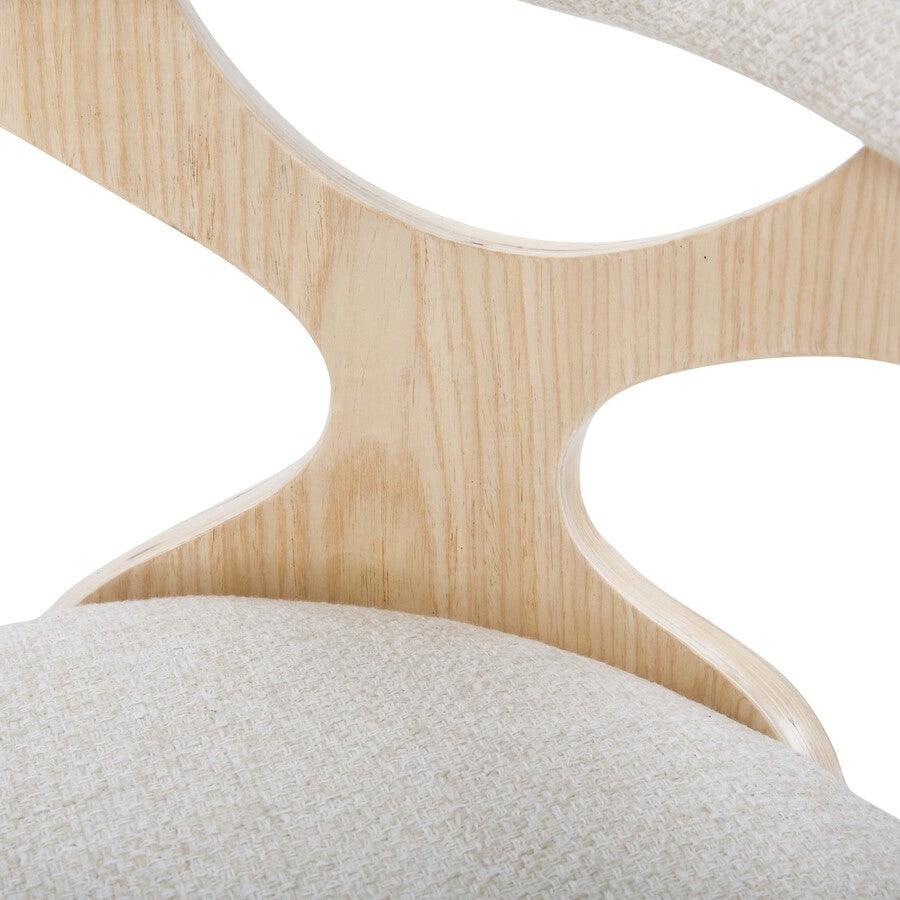 Lumisource Dining Chairs - Gardenia Mid-Century Modern Dining/accent Chair with Swivel in Natural Wood and Cream Fabric