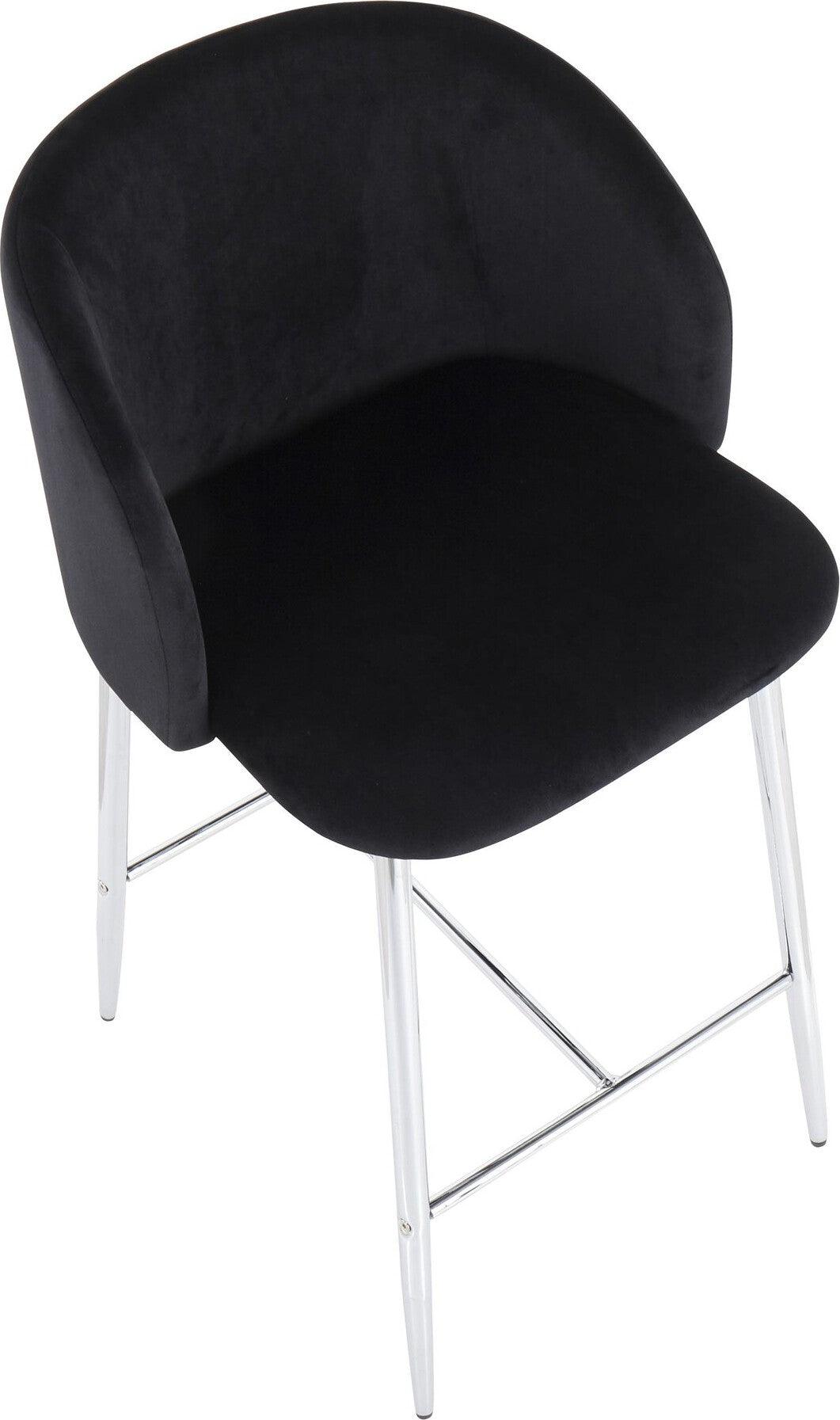 Lumisource Barstools - Fran Counter Stool (Set of 2) Chrome & Black Velvet