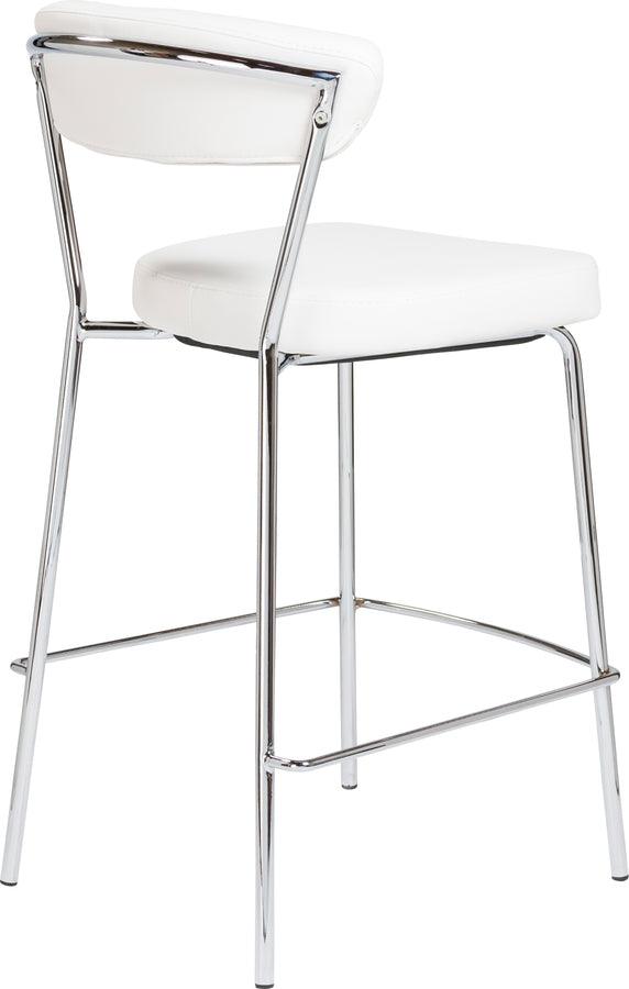 Euro Style Barstools - Draco-C Counter Stool In White With Chrome Base Frame And Base - Set Of 2