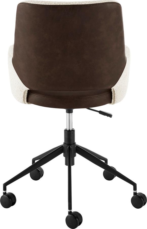 Euro Style Task Chairs - Desi Office Chair in Ivory Fabric and Brown Leatherette with Black Base