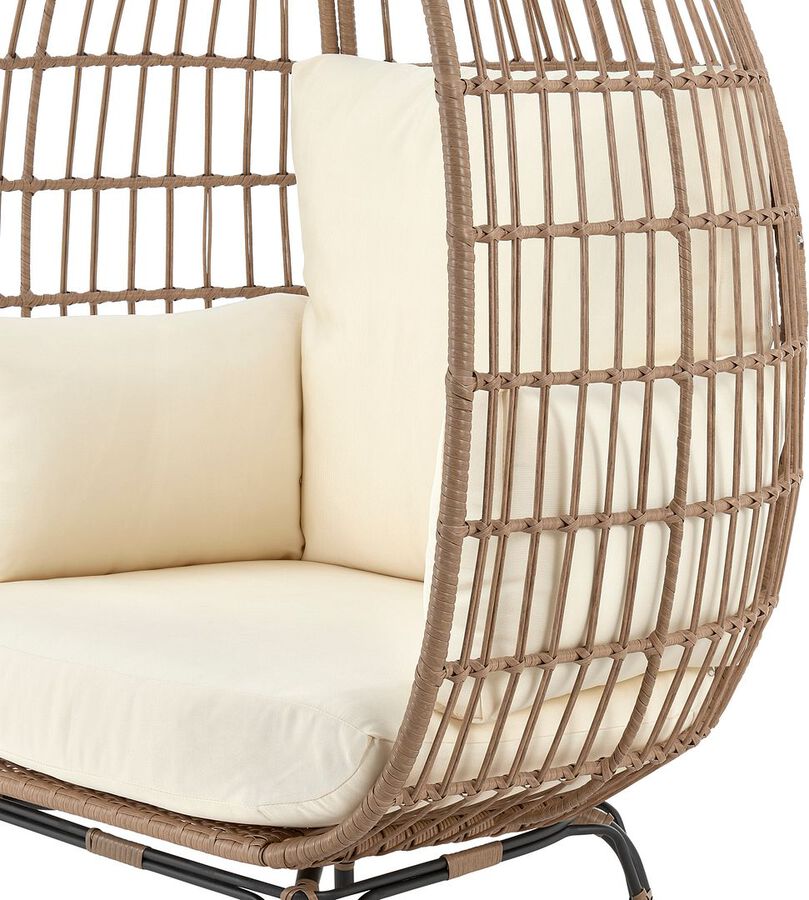 Manhattan Comfort Outdoor Chairs - Spezia Patio Freestanding Egg Chair with Cream Cushions