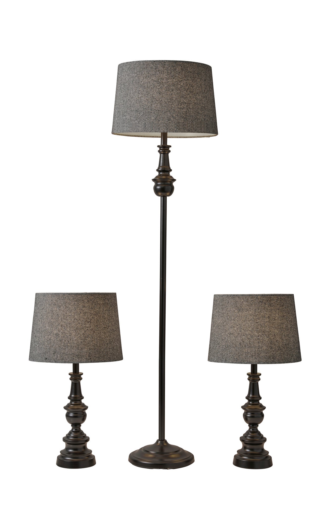 Adesso Table Lamps - Chandler 3 Piece Floor and Table Lamp Set Dark Bronze