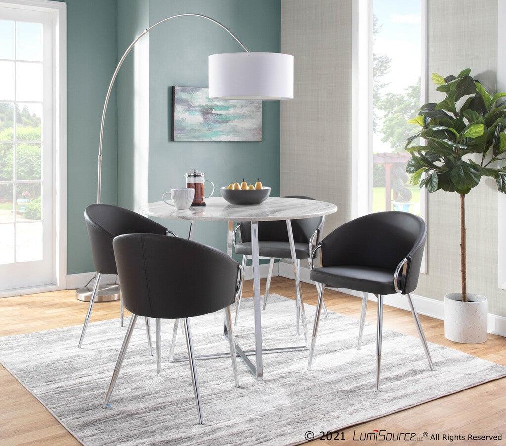 Lumisource Accent Chairs - Claire Chair 29.5" Silver Metal & Gray PU