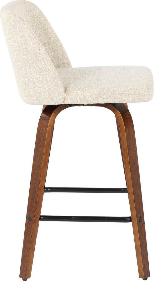 Lumisource Barstools - Toriano Mid-Century Modern Counter Stool in Walnut - Set of 2