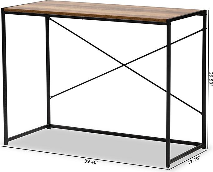 Wholesale Interiors Desks - Pauric Modern Industrial Walnut Brown Finished Wood and Black Metal Desk