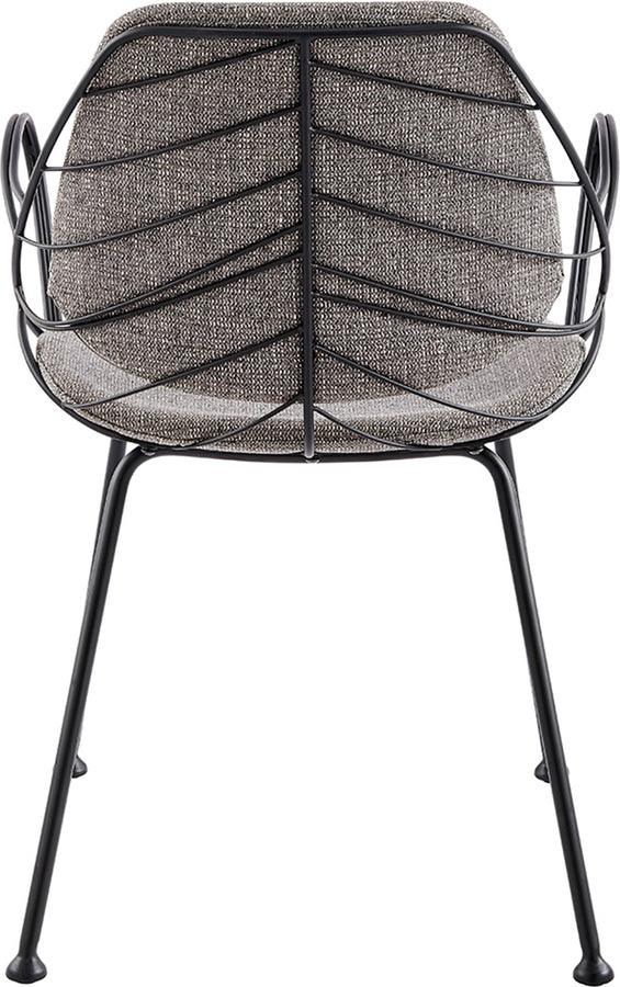Euro Style Dining Chairs - Linnea Armchair In Light Gray Fabric with Matte Black Frame and Legs - Set of 2