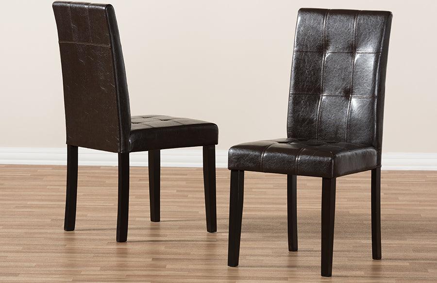 Wholesale Interiors Dining Chairs - Avery Modern And Contemporary Dark Brown Faux Leather Upholstered Dining Chair (Set Of 2)