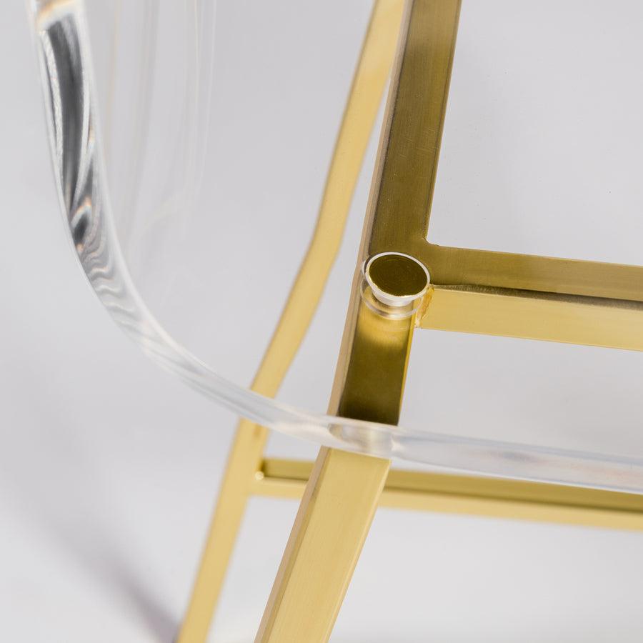 Euro Style Barstools - Chloe Counter Stool in Clear Acrylic with Matte Brushed Gold Legs - Set of 2