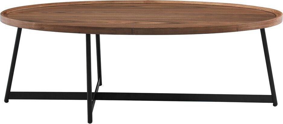 Euro Style Coffee Tables - Niklaus 47" Oval Coffee Table Walnut & Black