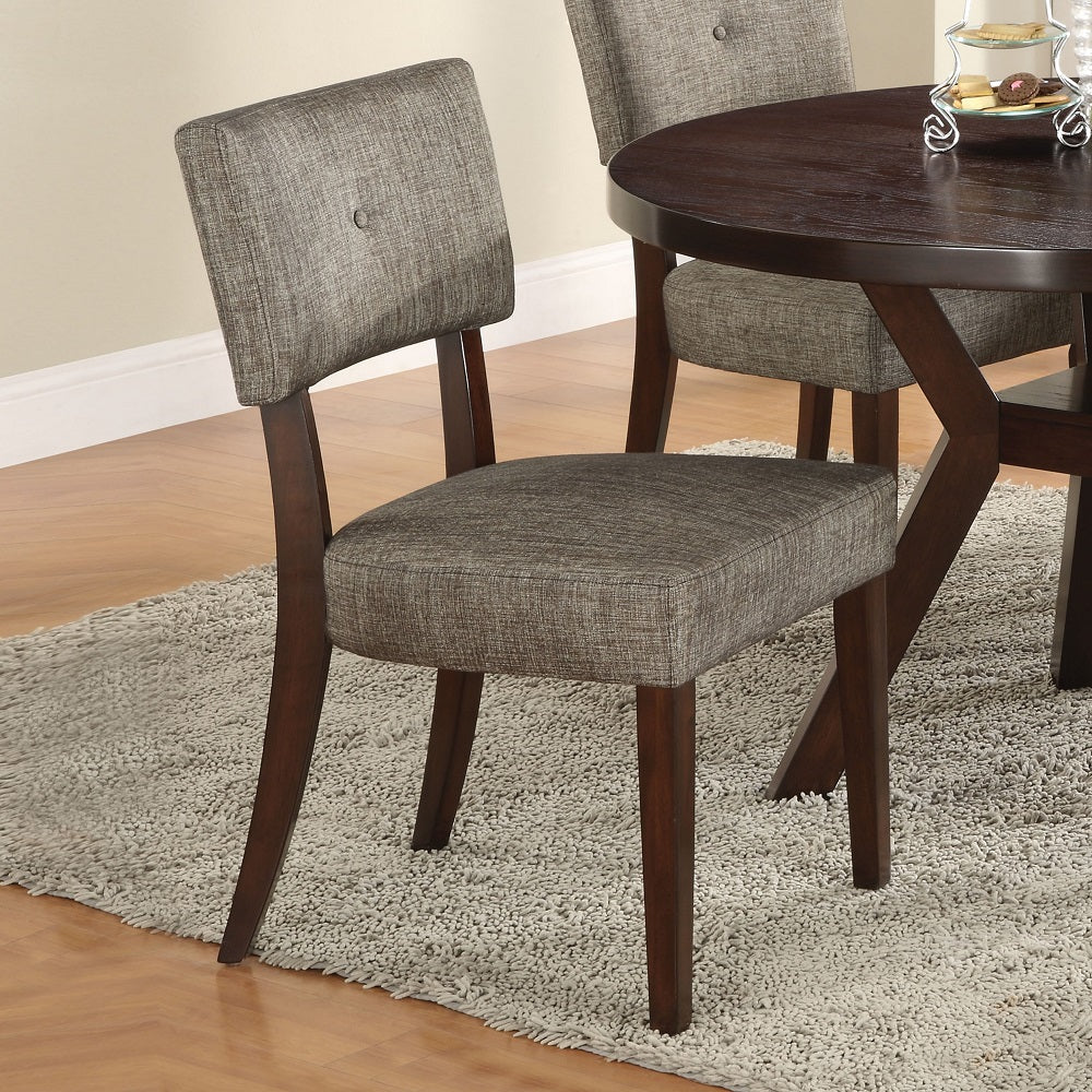 ACME Dining Chairs - ACME Drake Side Chair (Set-2), Gray Fabric & Espresso