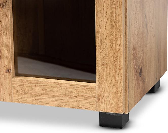 Wholesale Interiors Buffets & Cabinets - Mason Oak Brown Finished Wood 2-Door Storage Cabinet with Glass Doors