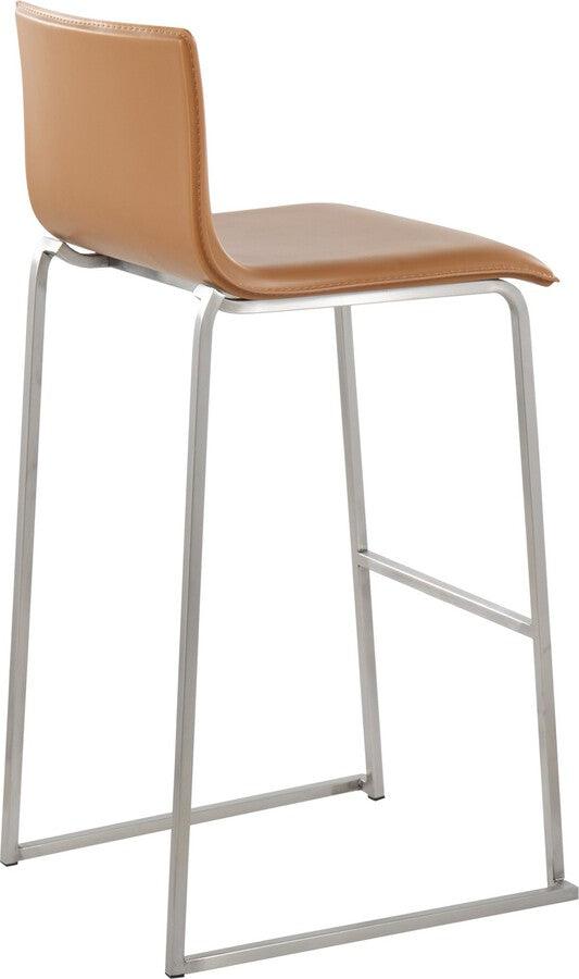 Lumisource Barstools - Mara Barstool In Stainless Steel & Camel Faux Leather (Set of 2)