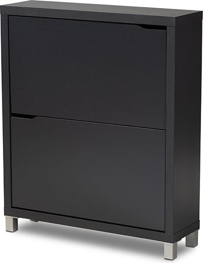 Wholesale Interiors Shoe Storage - Simms Contemporary Dark Grey Wood Shoe Storage Cabinet with 4 Fold-Out Racks