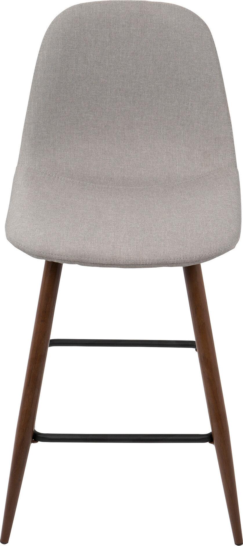 Lumisource Barstools - Pebble Counter Stool Walnut & Light Gray (Set of 2)