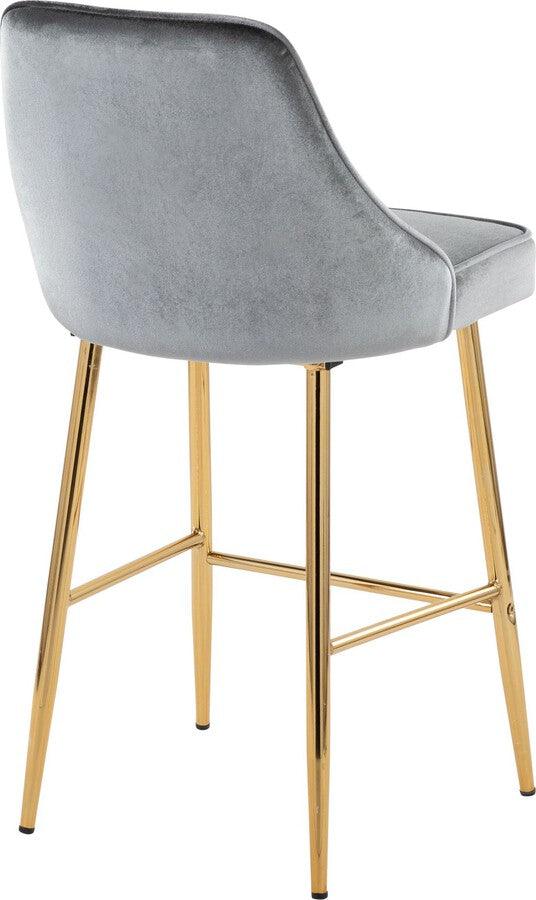 Lumisource Barstools - Marcel 25" /Glam Fixed-Height Counter Stool In Gold Metal & Blue Velvet (Set of 2)