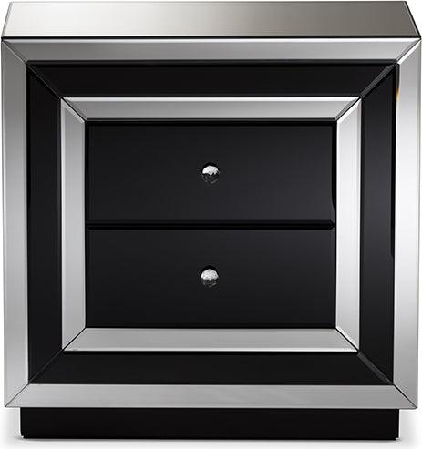 Wholesale Interiors Nightstands & Side Tables - Cecilia Nightstand Black/Silver Mirrored
