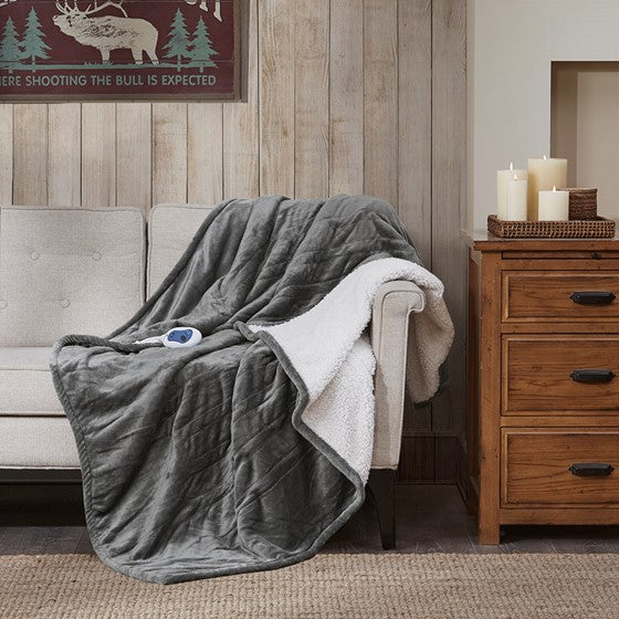 Olliix.com Heated Blankets - Throw Grey