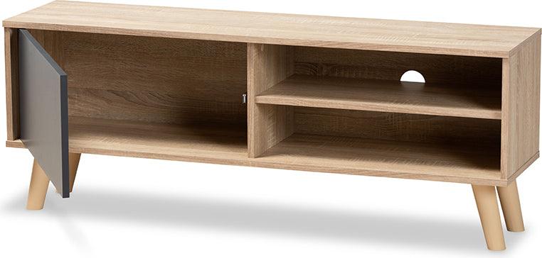 Wholesale Interiors TV & Media Units - Mallory Two-Tone Oak Brown and Grey Finished Wood TV Stand