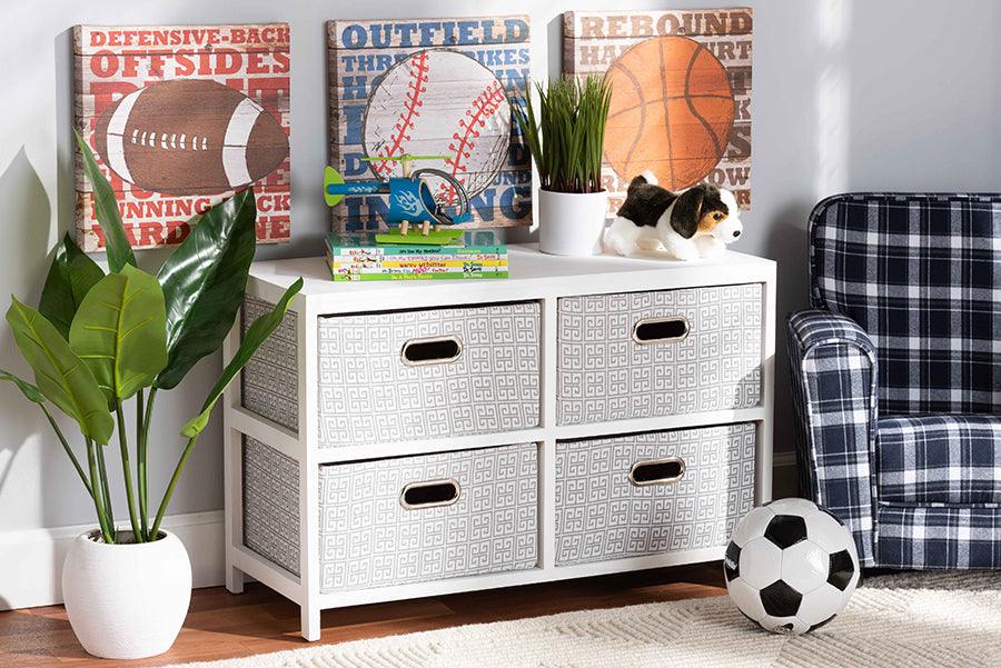 Wholesale Interiors Bedroom Organization - Camber Modern and Contemporary White Finished Wood 4-Basket Storage Unit