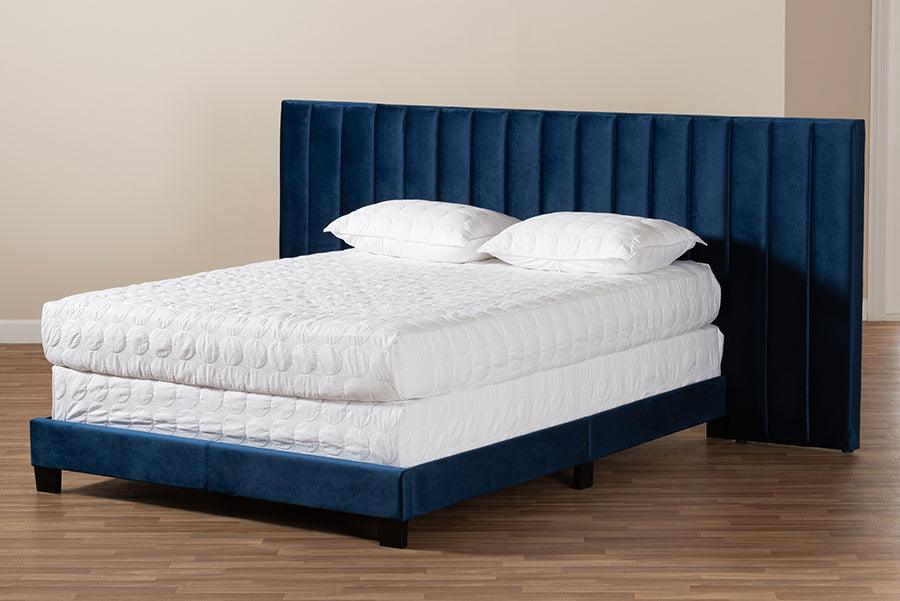 Wholesale Interiors Beds - Fiorenza King Bed Navy Blue & Black