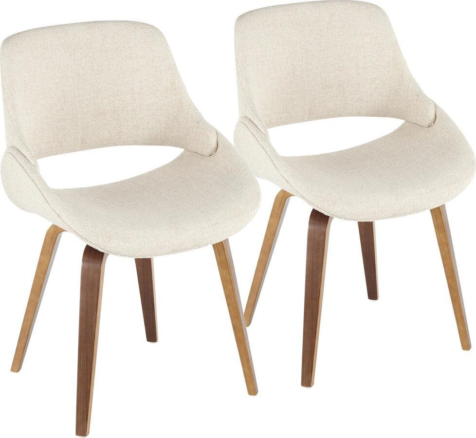 Lumisource Dining Chairs - Fabrico Mid-Century Modern Dining/Accent Chair in Walnut & Cream Noise Fabric - Set of 2