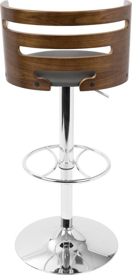 Lumisource Barstools - Cosi Adjustable Barstool With Swivel In Walnut & Grey Faux Leather (Set of 2)