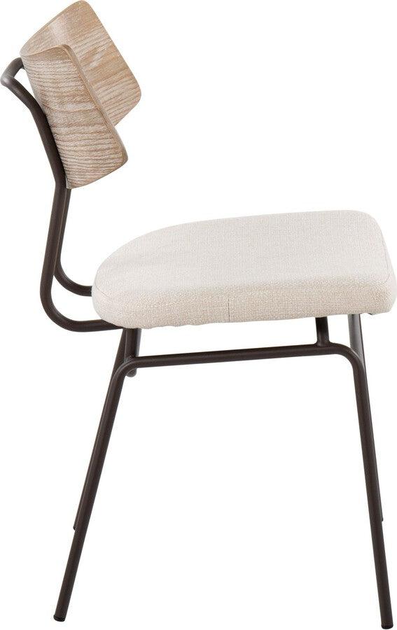 Lumisource Accent Chairs - Walker Chair In Brown Metal, Cream Noise Fabric, & White Washed Wood (Set of 2)