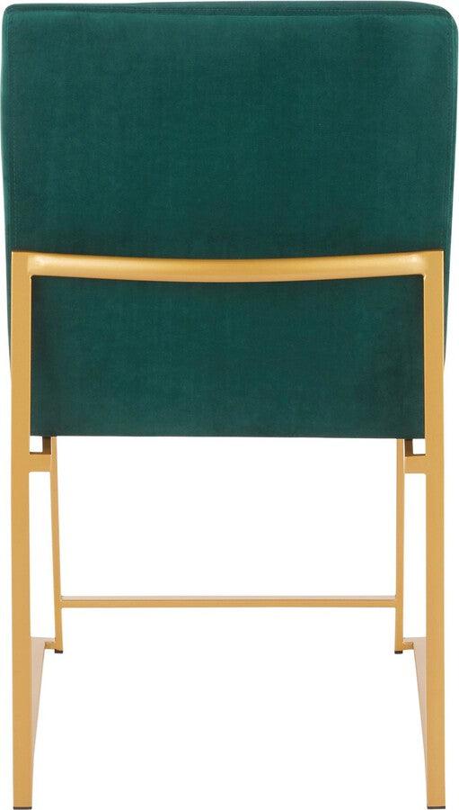 Lumisource Dining Chairs - High Back Fuji Contemporary Dining Chair in Gold and Green Velvet - Set of 2
