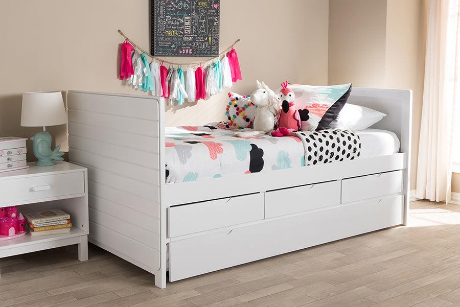 Wholesale Interiors Daybeds - Linna Modern and Contemporary White-Finished Daybed with Trundle