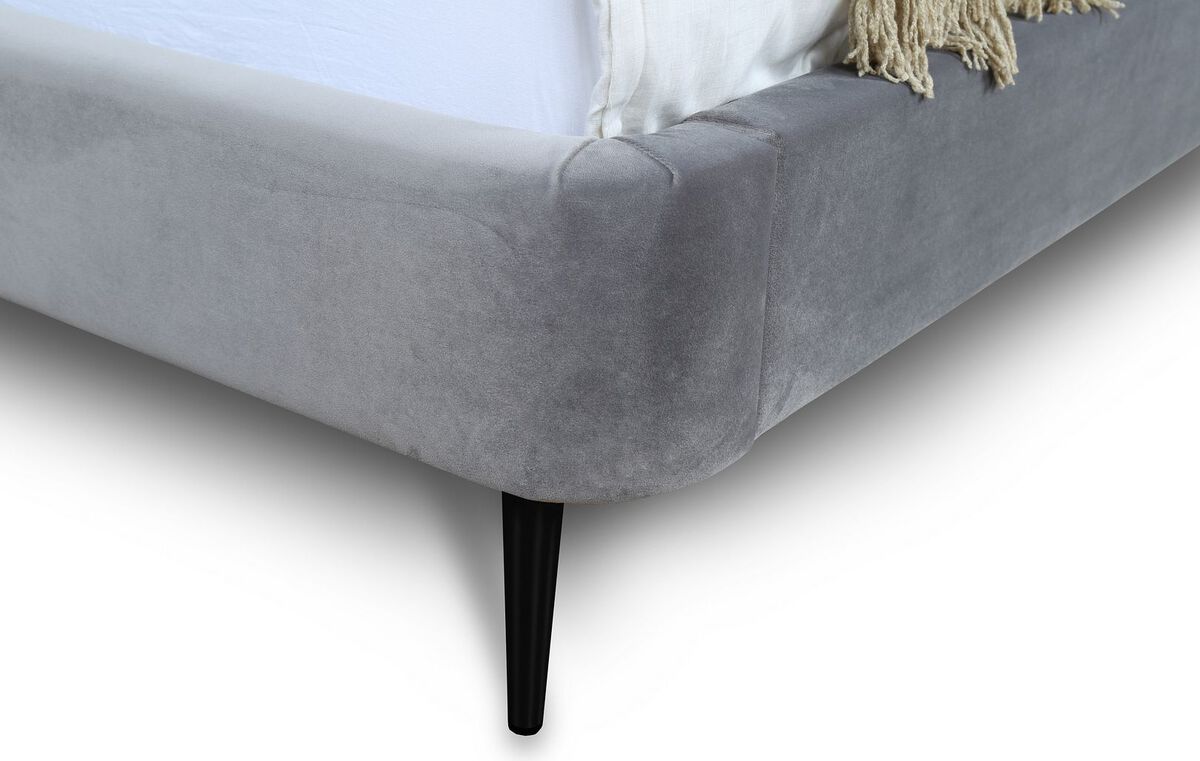 Manhattan Comfort Beds - Heather Queen Bed in Grey and Black Legs