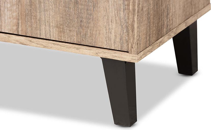 Wholesale Interiors Shoe Storage - Wales Contemporary Rustic Oak Wood 2-Door Shoe Storage Cabinet with Open Shelves
