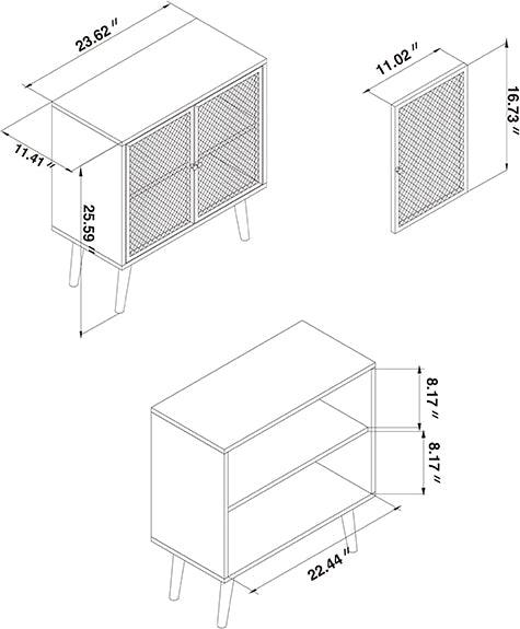 Wholesale Interiors Cabinets & Wardrobes - Yuna Mid-Century Modern Brown Wood and Black Metal 2-Door Storage Cabinet