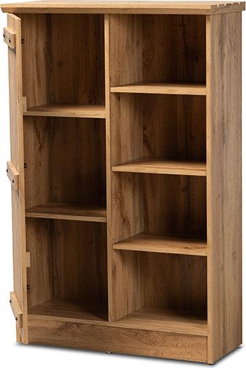 Wholesale Interiors Shoe Storage - Eren Modern and Contemporary Farmhouse Natural Oak Brown Finished Wood 1-Door Shoe Cabinet