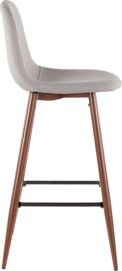 Lumisource Barstools - Pebble 30" Fixed Height Barstool In Walnut Metal & Light Grey Fabric (Set of 2)