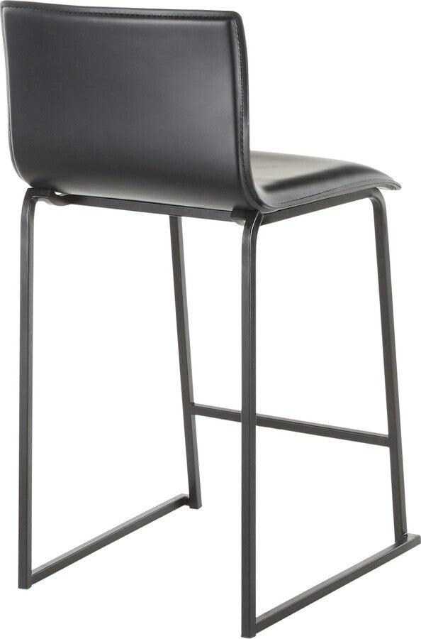 Lumisource Barstools - Mara 26" Contemporary Counter Stool in Black Metal and Black Faux Leather - Set of 2