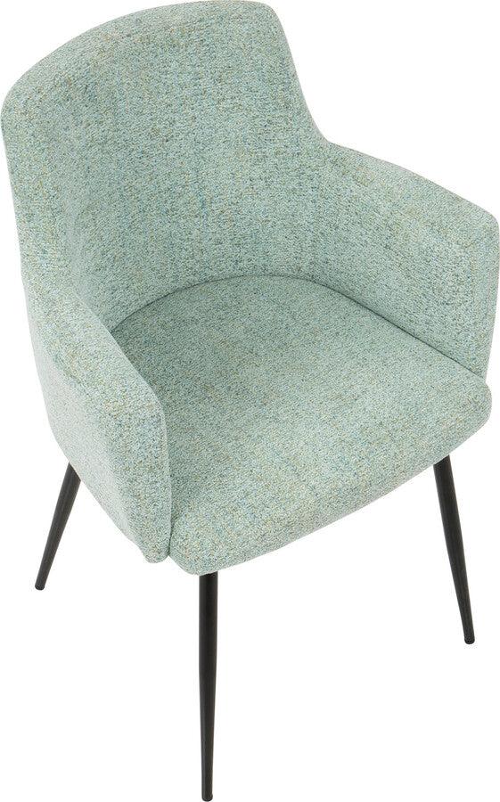 Lumisource Dining Chairs - Andrew Contemporary Dining/Accent Chair in Black with Seafoam Green Fabric - Set of 2