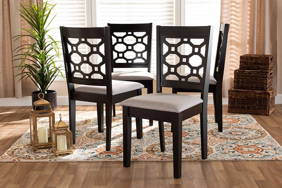 Wholesale Interiors Dining Chairs - Peter Grey Fabric Upholstered and Dark Brown Finished Wood 4-Piece Dining Chair Set