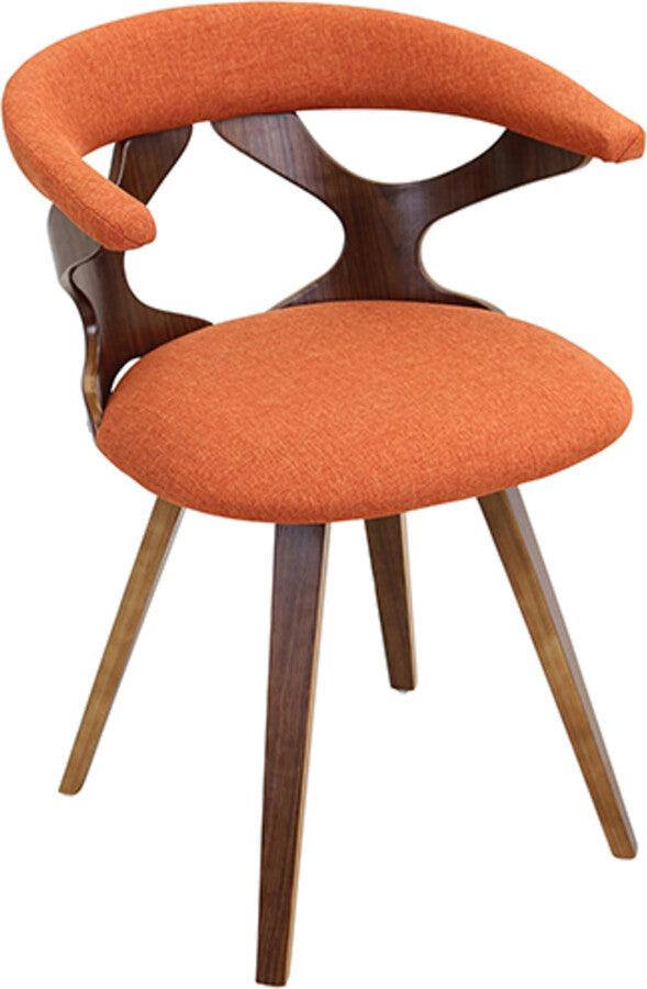 Lumisource Dining Chairs - Gardenia Mid-century Modern Dining/Accent Chair with Swivel in Walnut Wood and Orange Fabric