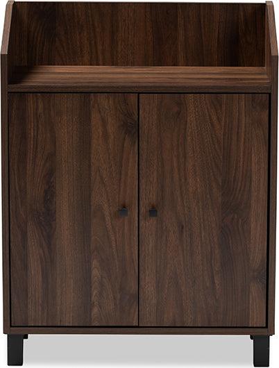 Wholesale Interiors Shoe Storage - Rossin Walnut Brown Entryway Shoe Storage Cabinet with Open Shelf