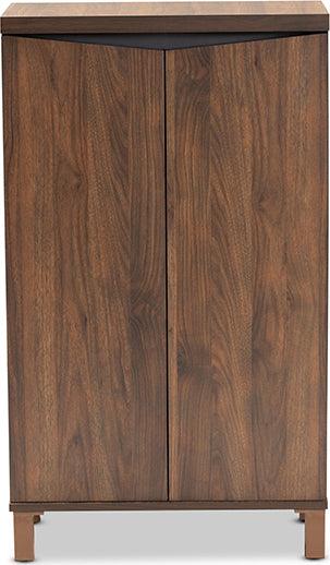 Wholesale Interiors Shoe Storage - Talon Two-Tone Walnut Brown and Dark Grey Finished Wood 2-Door Shoe Storage Cabinet