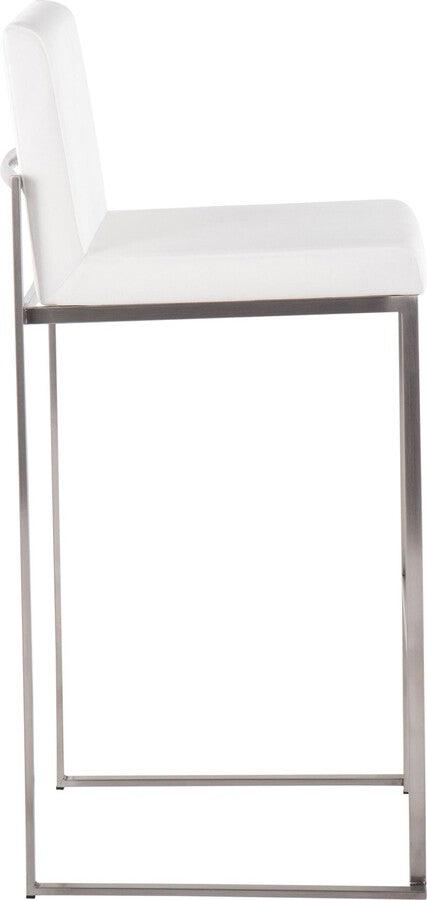 Lumisource Barstools - Fuji High Back Barstool In Stainless Steel & White Velvet (Set of 2)