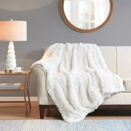 Olliix.com Pillows & Throws - Faux Fur Throw 50x60" Ivory