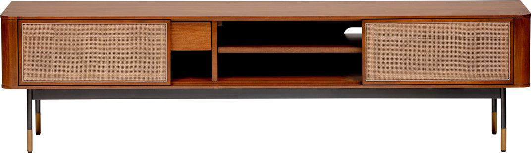 Euro Style TV & Media Units - Miriam 71" Media Stand in Brown with Natural Wicker